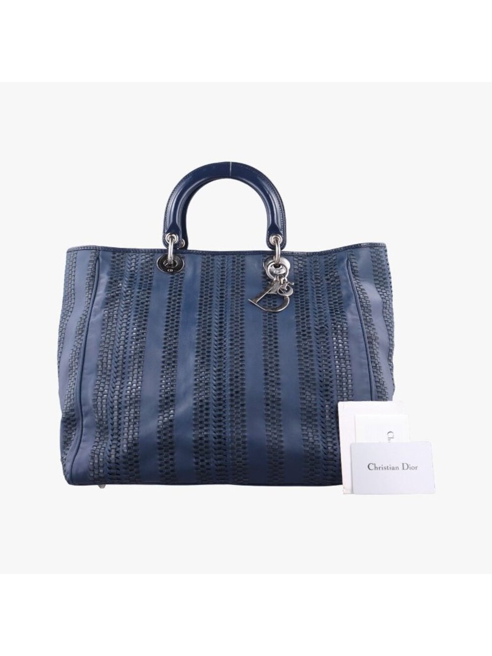 Dior Lady Soft Blue Black Leather Handbag